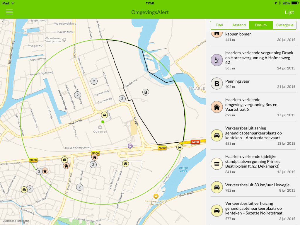 Overzichtelijke weergave van bestemmingsplanwijzigingen in omgevingsalert apps door koppeling met ruimtelijke plannen