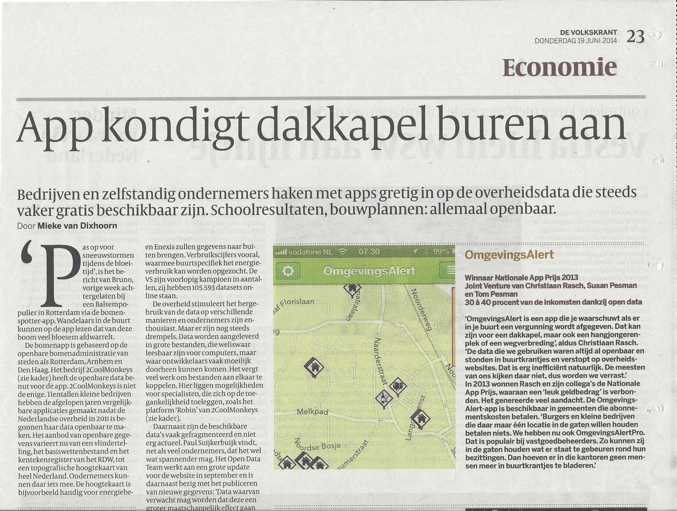 OmgevingsAlert in de Volkskrant